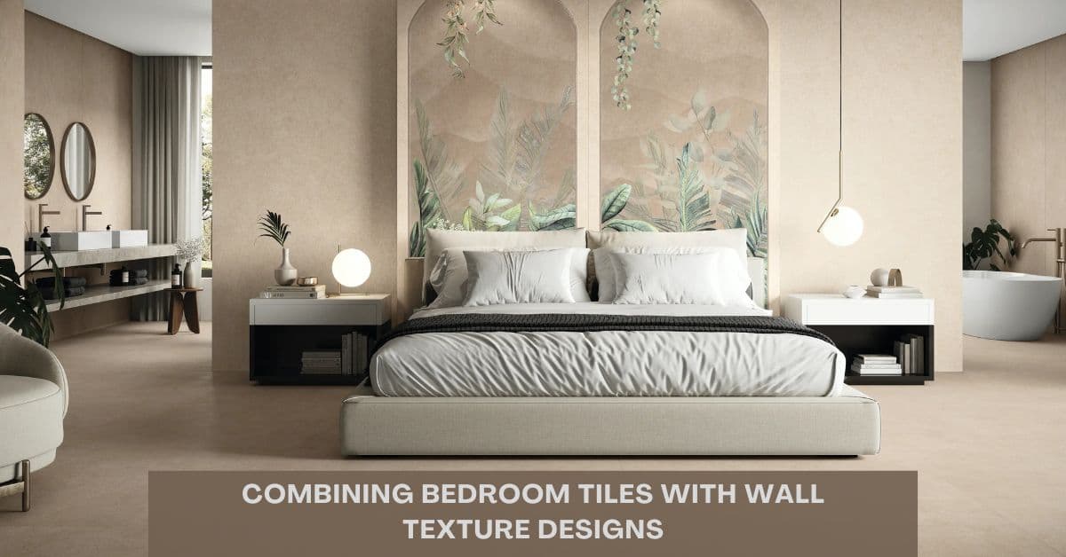 Wall Texture Designs for Bedroom with Floor Tile Ideas