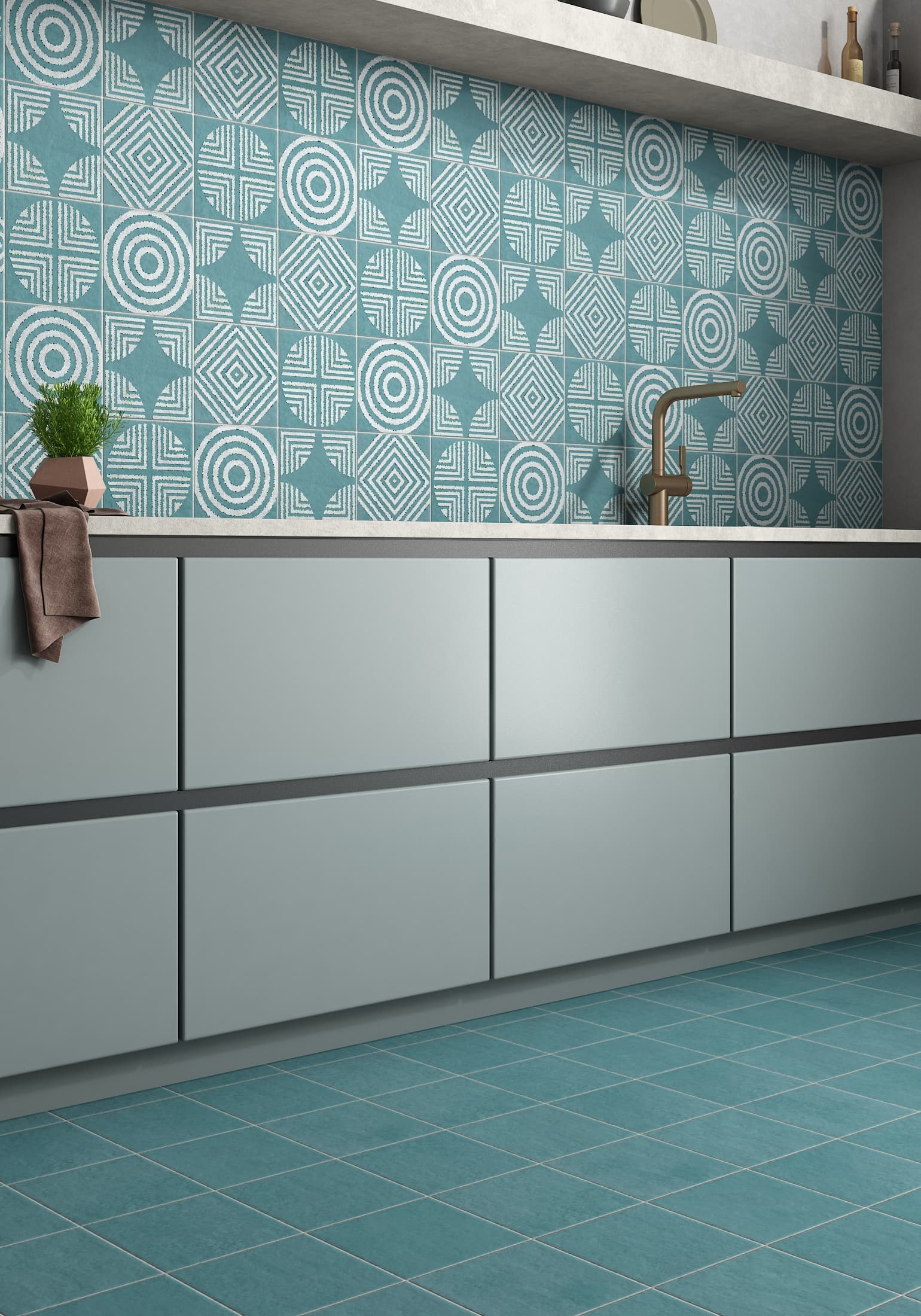 BURST TEAL GRAPH Tiles