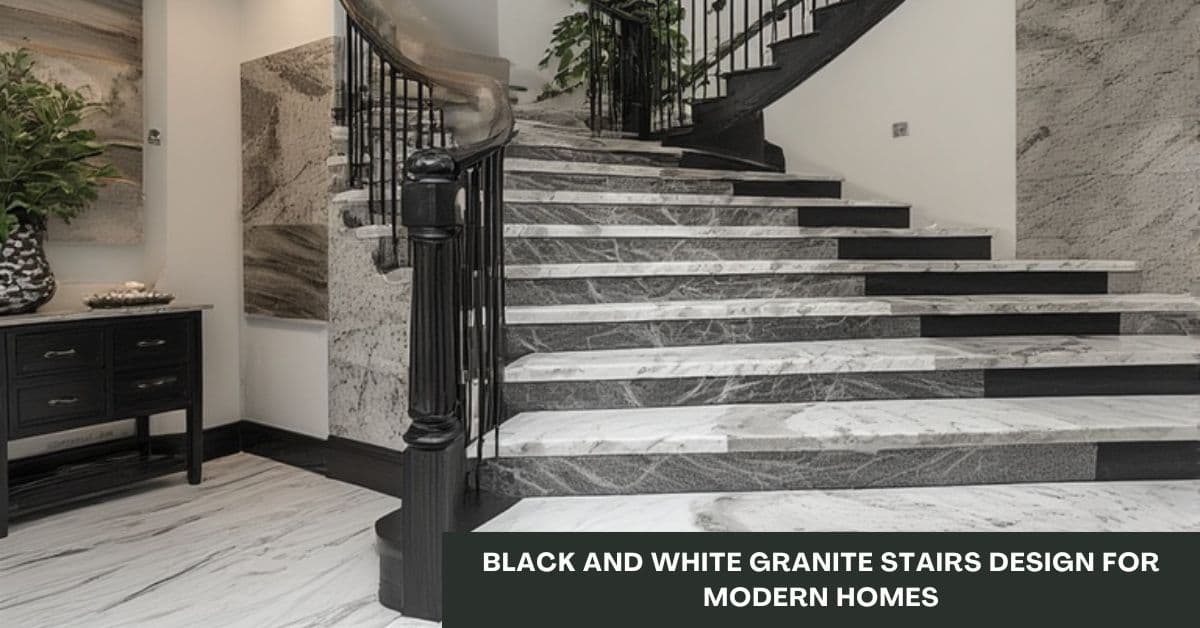 7 Black and White Granite Stairs Design for Modern Homes