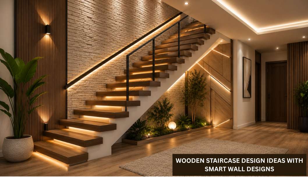 10 Wooden Staircase Design Ideas with Smart Wall Design